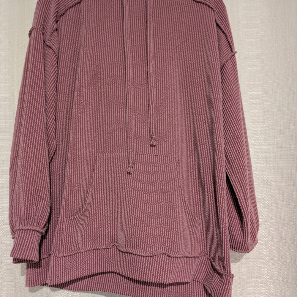 Pink Ribbed Hoodie - Picture 3 of 4